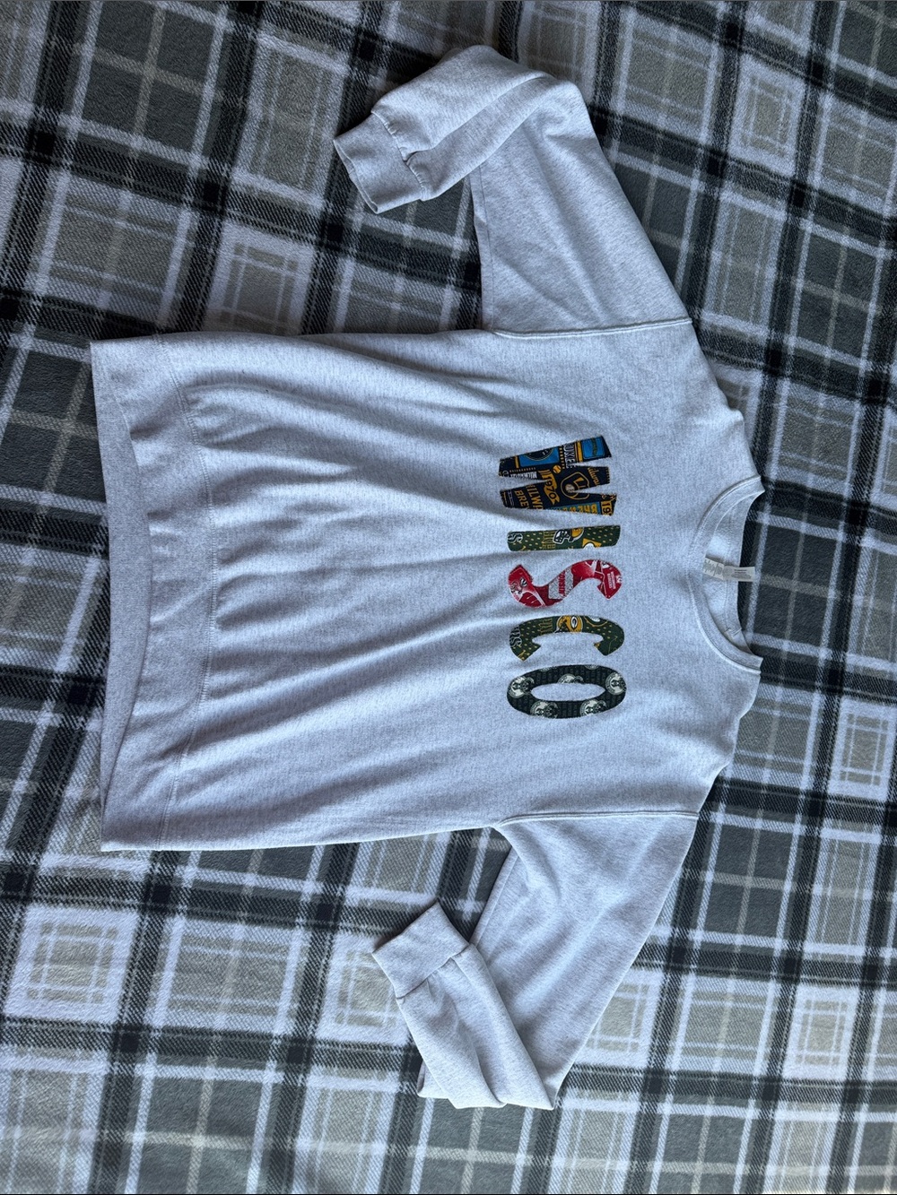 Gray Graphic Sweatshirt with Colorful Lettering